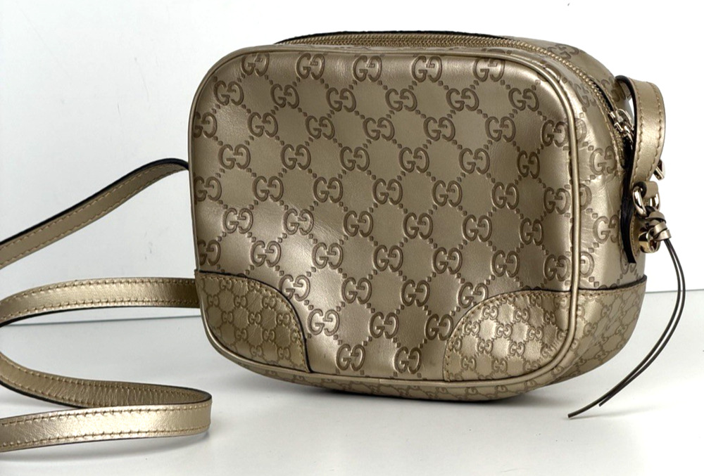 Gucci Bree Disco Mini Crossbody Bag in Gold Embossed Guccissima Leather S-10